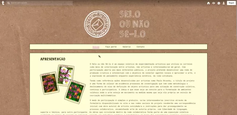 A GIF showing a site on Tumblr with an image of a brown
						paper as the background and articles written in a yellowish background in the center.